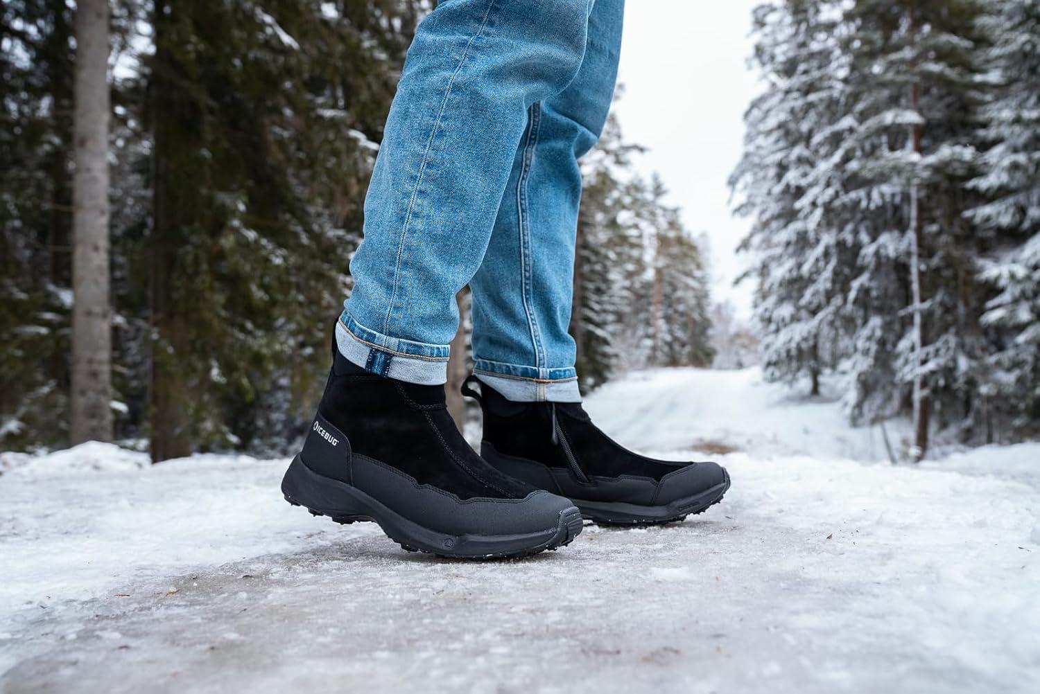 image:imageIcebug Metro2 BUGrip Womens Winter Walking Boots with Steel Studs Suede Upper SlipResistant Traction Zipper ClosureBlack