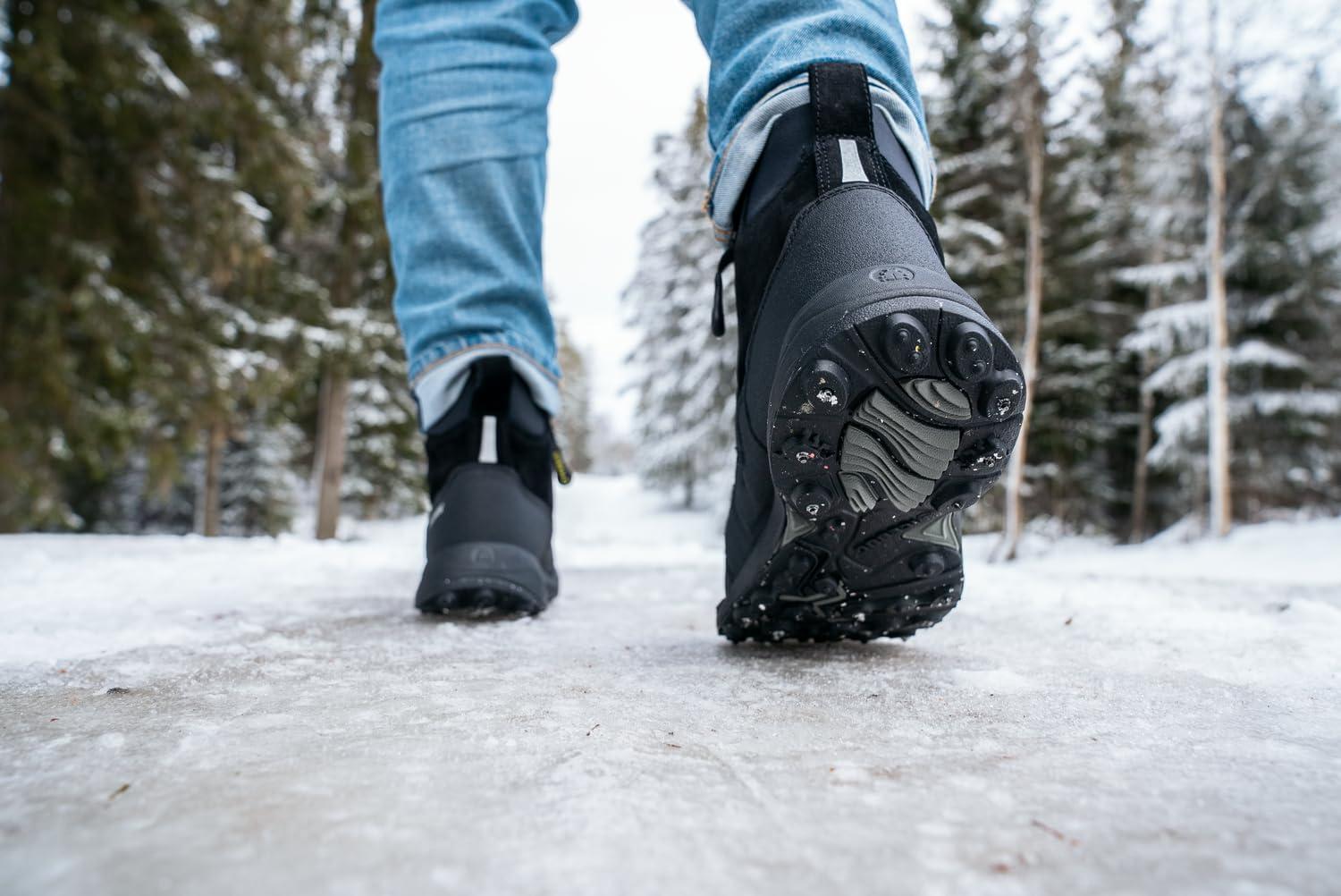 image:imageIcebug Metro2 BUGrip Womens Winter Walking Boots with Steel Studs Suede Upper SlipResistant Traction Zipper ClosureBlack