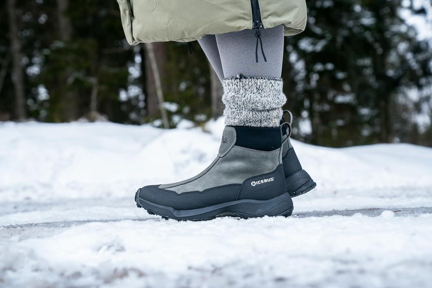 image:imageIcebug Metro2 BUGrip Womens Winter Walking Boots with Steel Studs Suede Upper SlipResistant Traction Zipper ClosureGrey